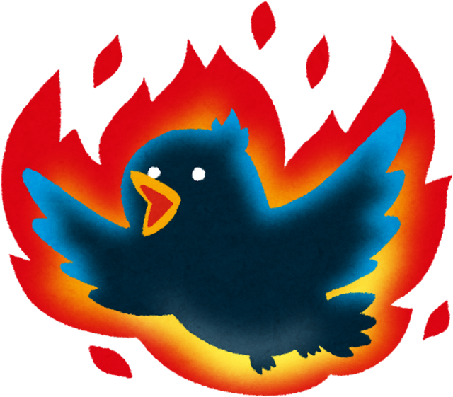 Illustration of a Blue Bird Engulfed in Flames